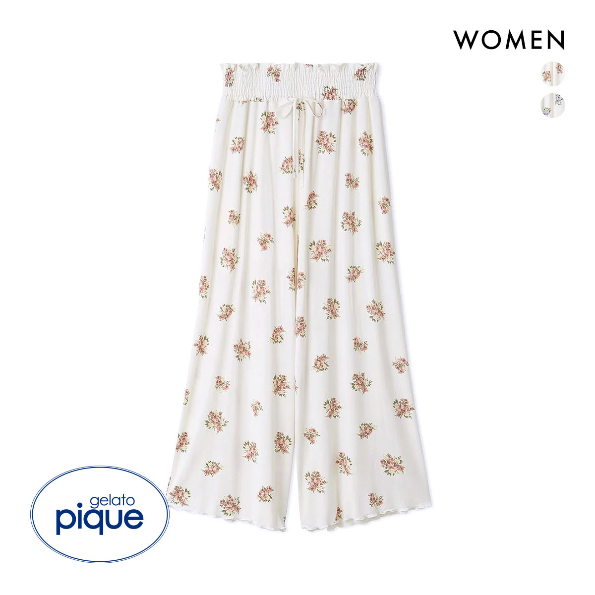 ジェラートピケ レディース 花柄ロングパンツ ジェラピケ パジャマ gelato pique(OR-オレンジ-Free)