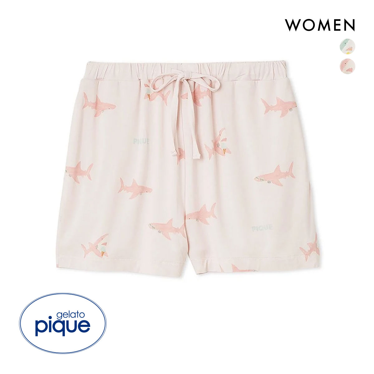 ジェラートピケ レディース 接触冷感 SHARK柄ショートパンツ ジェラピケ パジャマ ルームウェア gelato pique(PI-ピンク-Free)