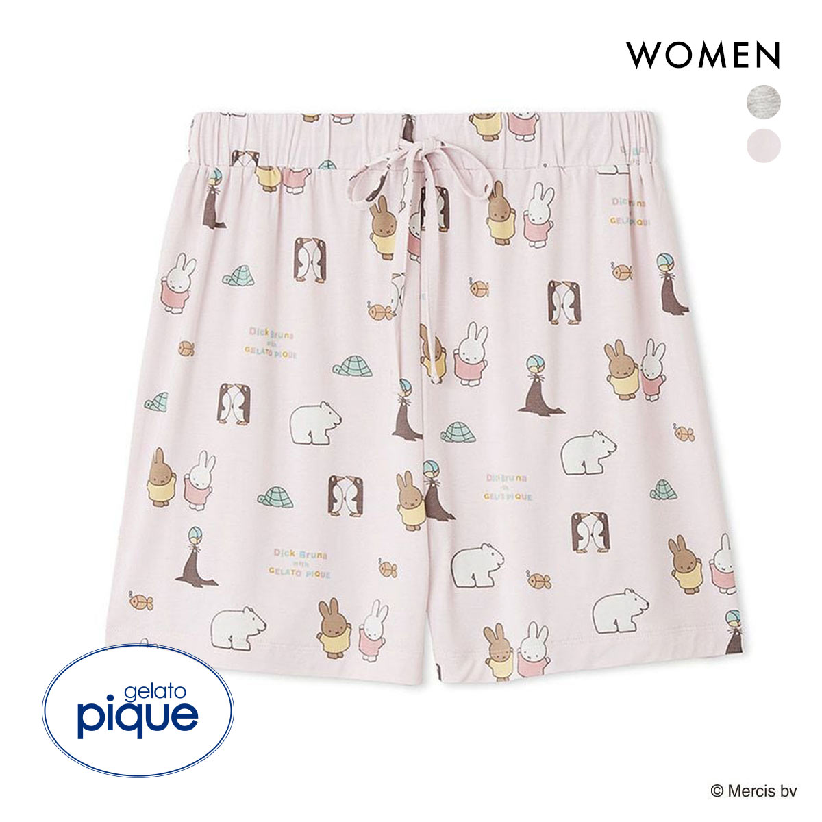 ジェラートピケ Dick Bruna 接触冷感 レディース 総柄ショートパンツ ジェラピケ ルームウェア パジャマ gelato pique(PI-ピンク-Free)