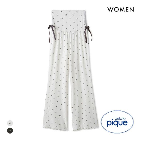 ジェラートピケ レディース HALLOWEEN 針抜きリボン柄ロングパンツ ジェラピケ パジャマ ルームウェア gelato pique