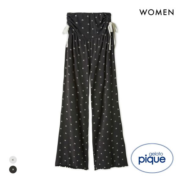 ジェラートピケ レディース HALLOWEEN 針抜きリボン柄ロングパンツ ジェラピケ パジャマ ルームウェア gelato pique