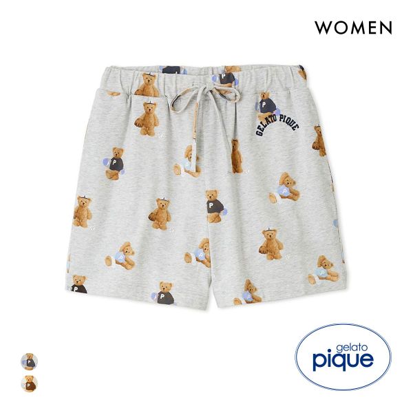 ジェラートピケ レディース スポーティーベア総柄ショートパンツ ジェラピケ パジャマ ルームウェア gelato pique