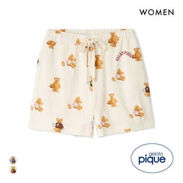 ジェラートピケ レディース スポーティーベア総柄ショートパンツ ジェラピケ パジャマ ルームウェア gelato pique