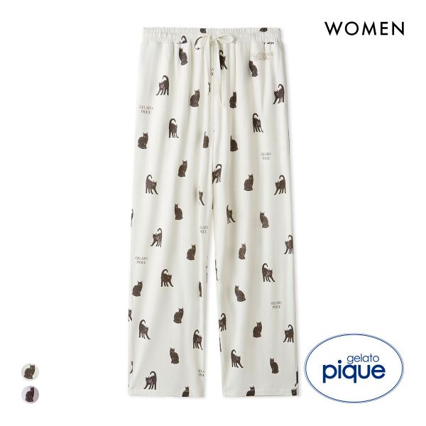 ジェラートピケ レディース HALLOWEEN CAT総柄ロングパンツ ジェラピケ パジャマ ルームウェア gelato pique