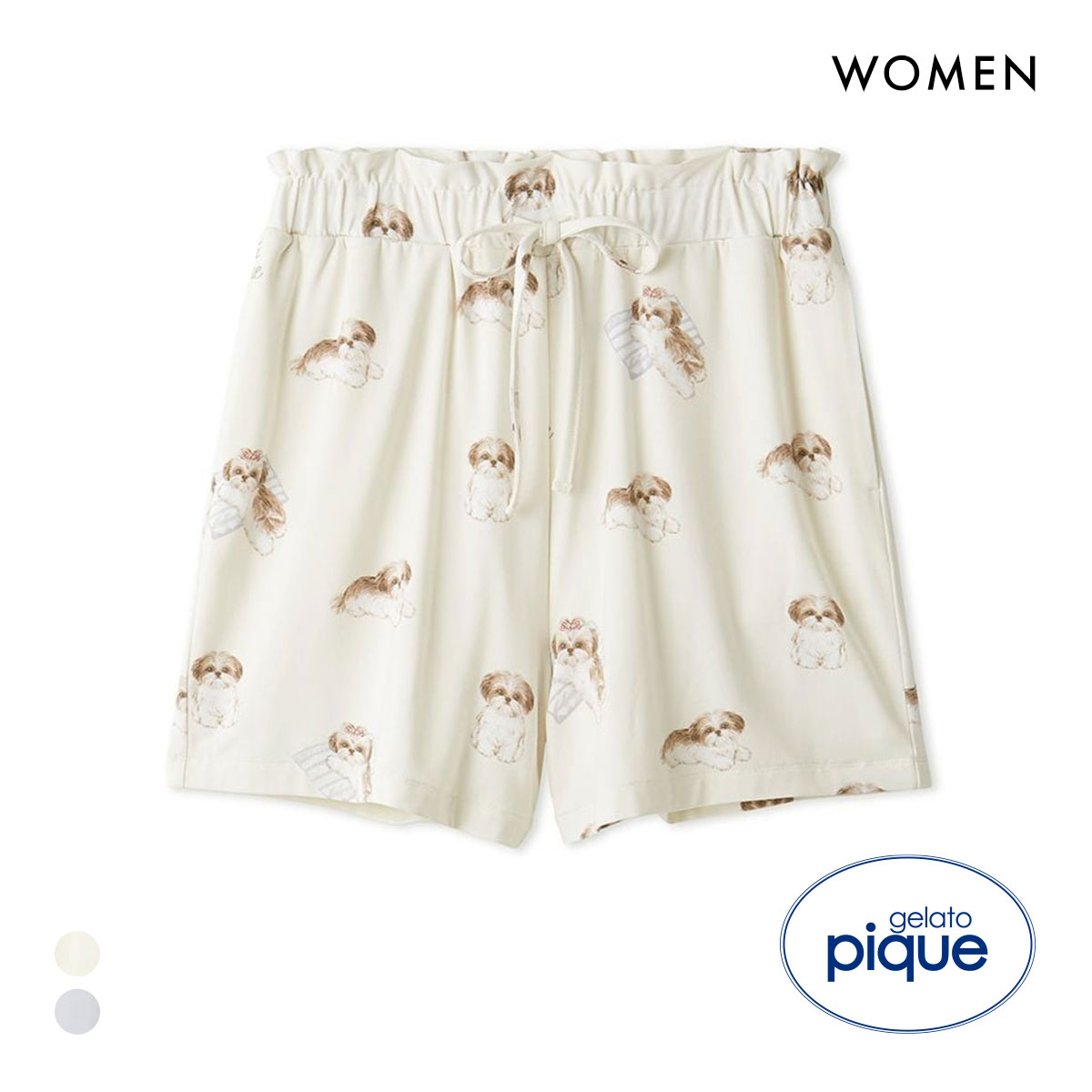 ジェラートピケ レディース シーズー柄ショートパンツ ジェラピケ パジャマ ルームウェア gelato pique(OW-オフホワイト-Free)