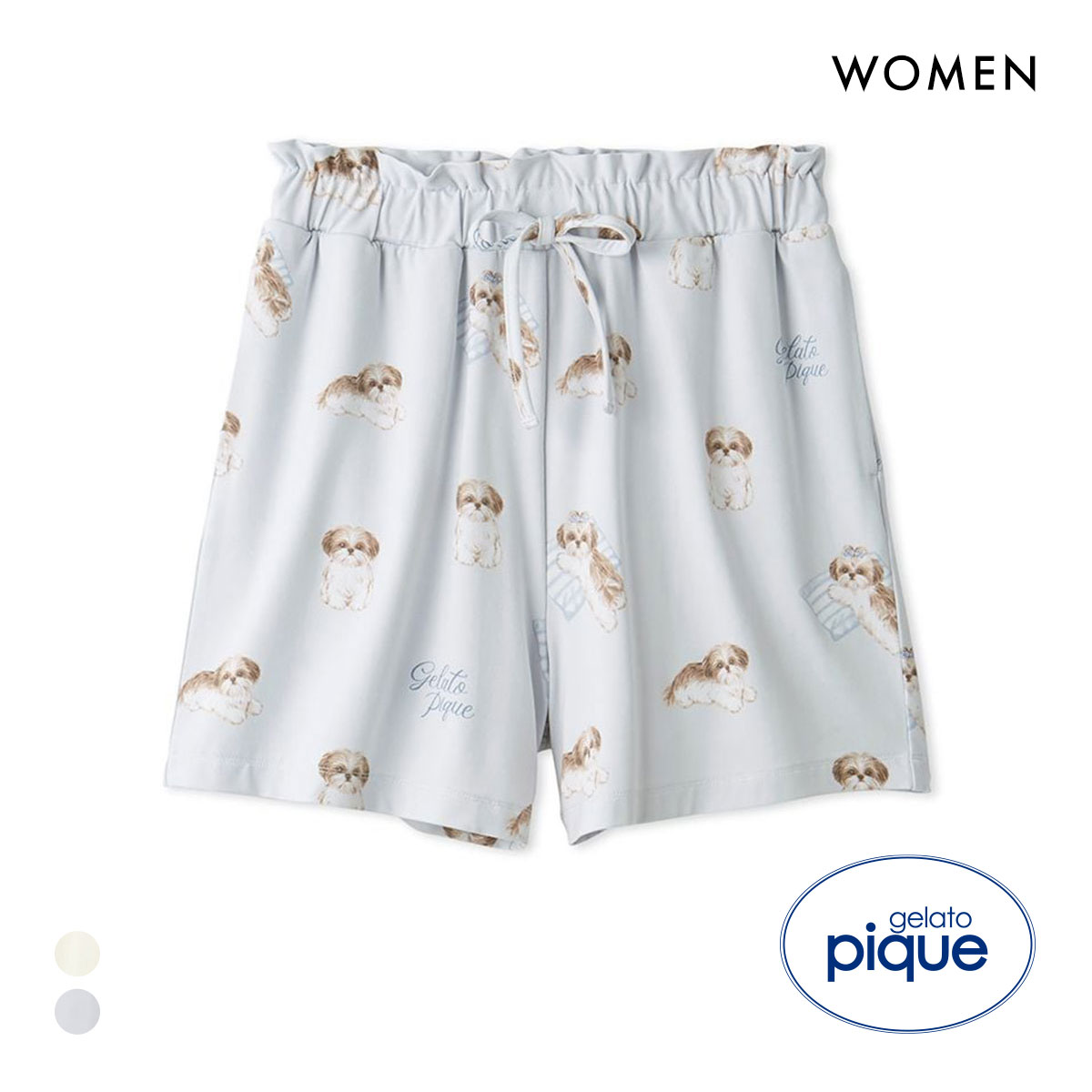 ジェラートピケ レディース シーズー柄ショートパンツ ジェラピケ パジャマ ルームウェア gelato pique(BU-ブルー-Free)