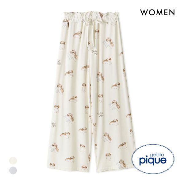 ジェラートピケ レディース シーズー柄ロングパンツ ジェラピケ パジャマ ルームウェア gelato pique