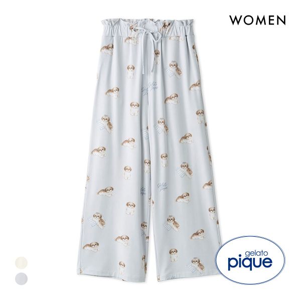 ジェラートピケ レディース シーズー柄ロングパンツ ジェラピケ パジャマ ルームウェア gelato pique