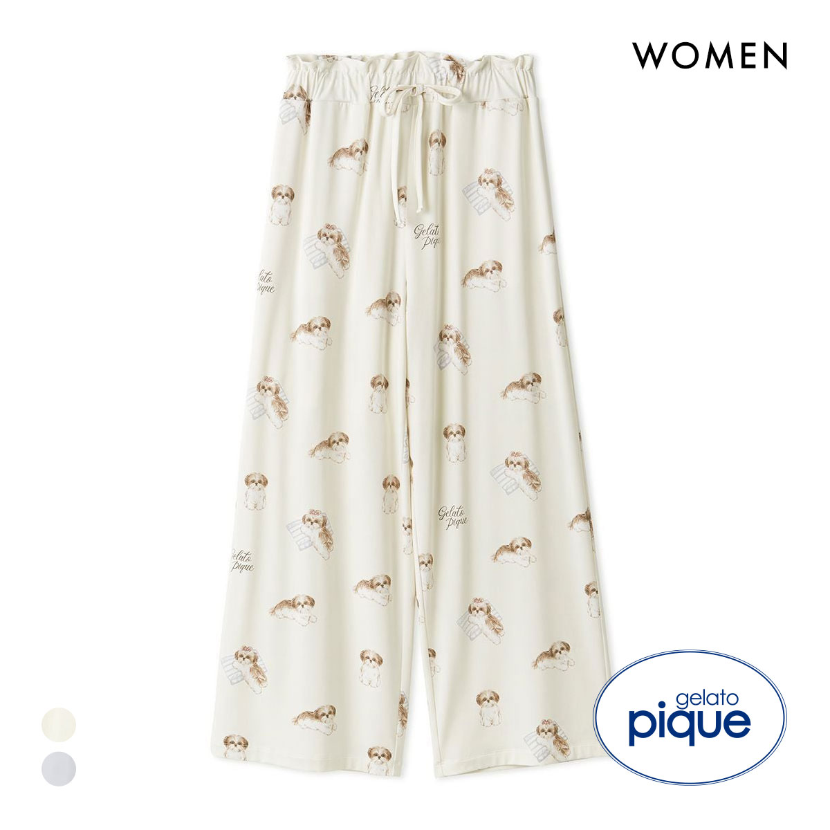 タグ付き新品　ジェラートピケ　シュナウザー柄ロングパンツ オフィシャルサイト・MASHSTORE・一部店舗限定】シュナウザー柄