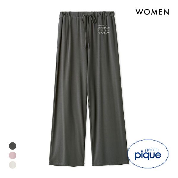 ジェラートピケ レディース フェミニンレーヨンロゴロングパンツ ジェラピケ パジャマ ルームウェア gelato pique