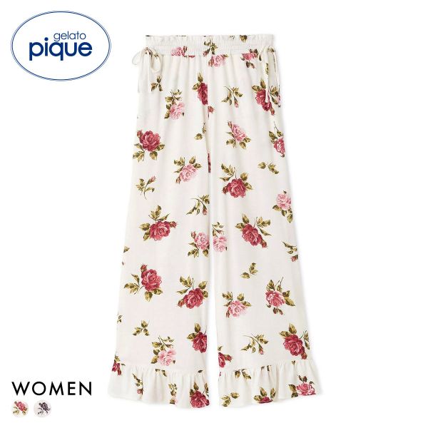 ジェラートピケ レディース ヴィンテージローズ柄ロングパンツ ジェラピケ パジャマ ルームウェア gelato pique