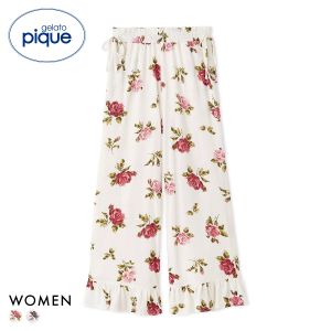 ジェラートピケ レディース ヴィンテージローズ柄ロングパンツ ジェラピケ パジャマ ルームウェア gelato pique
