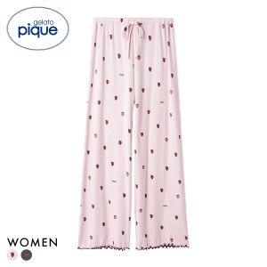 ジェラートピケ レディース ストロベリー柄ロングパンツ ジェラピケ パジャマ ルームウェア gelato pique