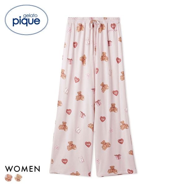 ジェラートピケ レディース フェイバリット総柄ロングパンツ ジェラピケ パジャマ ルームウェア gelato pique