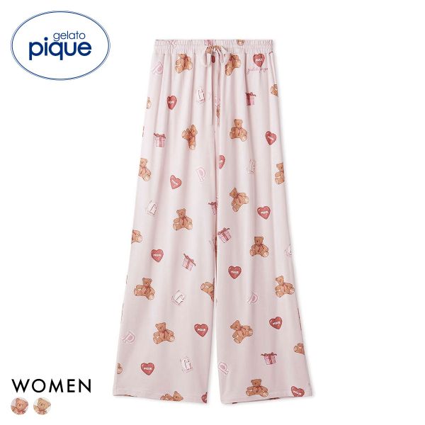 ジェラートピケ レディース フェイバリット総柄ロングパンツ ジェラピケ パジャマ ルームウェア gelato pique