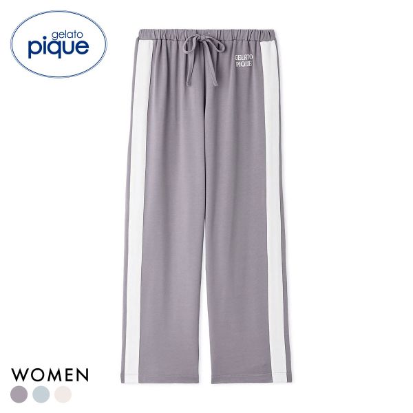 ジェラートピケ レディース インレイロゴラインロングパンツ ジェラピケ パジャマ ルームウェア gelato pique
