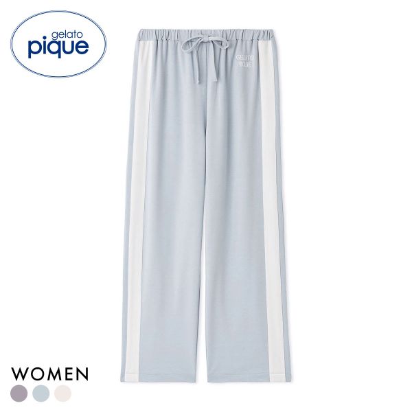 ジェラートピケ レディース インレイロゴラインロングパンツ ジェラピケ パジャマ ルームウェア gelato pique
