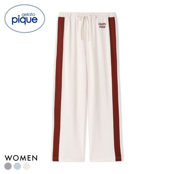 ジェラートピケ レディース インレイロゴラインロングパンツ ジェラピケ パジャマ ルームウェア gelato pique