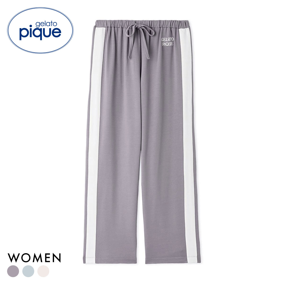 ジェラートピケ レディース インレイロゴラインロングパンツ ジェラピケ パジャマ ルームウェア gelato pique