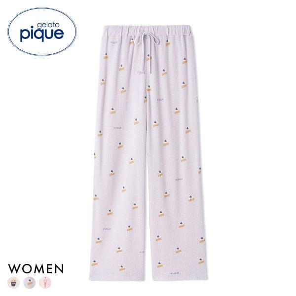 ジェラートピケ レディース モチーフ3柄ワッフルロングパンツ ジェラピケ パジャマ ルームウェア gelato pique