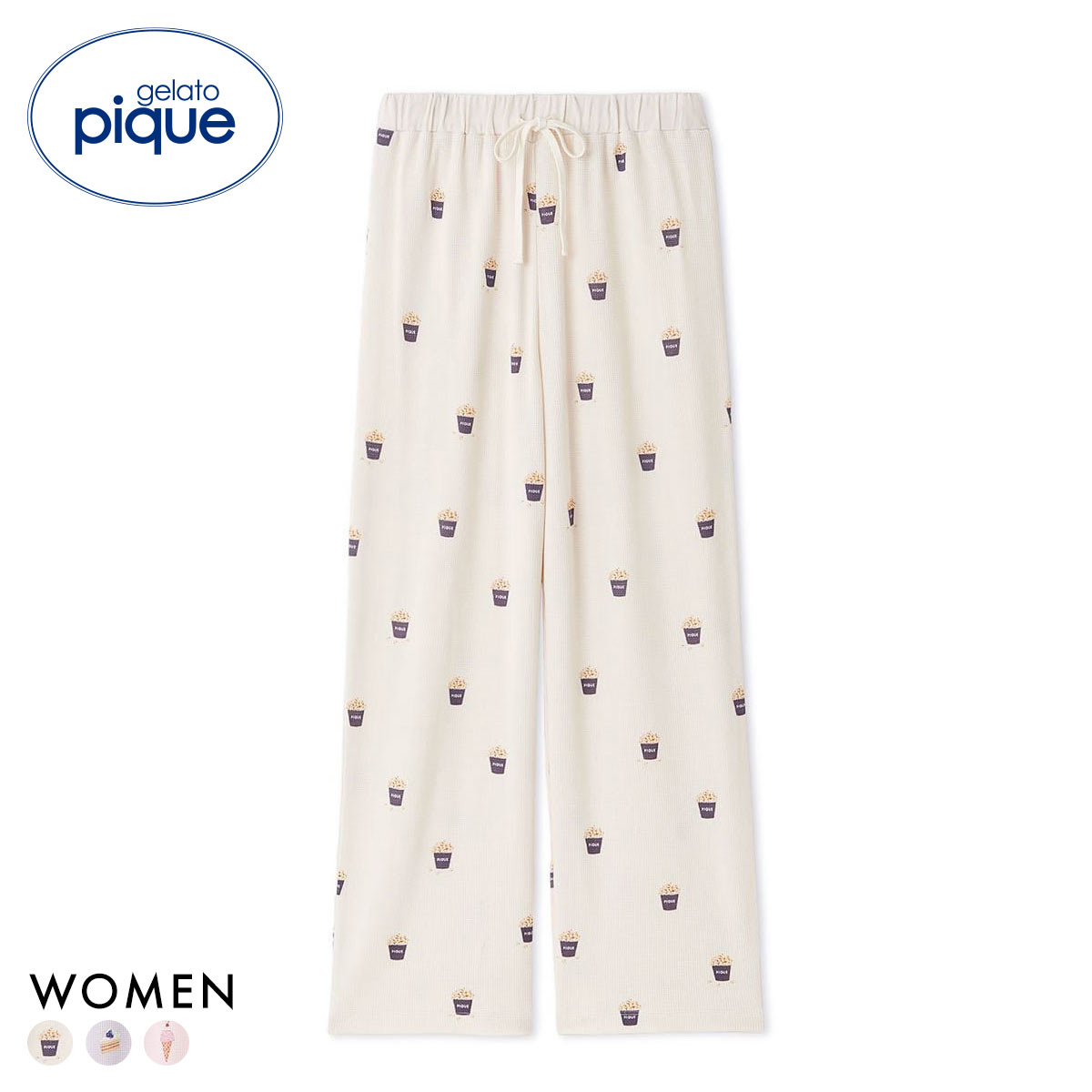 ジェラートピケ レディース モチーフ3柄ワッフルロングパンツ ジェラピケ パジャマ ルームウェア gelato pique