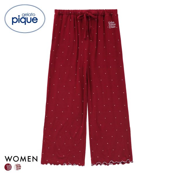 ジェラートピケ レディース ドット柄ロングパンツ ジェラピケ パジャマ ルームウェア gelato pique HOLIDAY