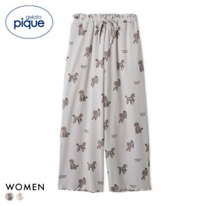 ジェラートピケ レディース プードル柄ロングパンツ ジェラピケ パジャマ ルームウェア gelato pique