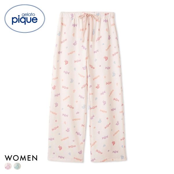 ジェラートピケ レディース キャンディ柄ロングパンツ ジェラピケ パジャマ ルームウェア gelato pique