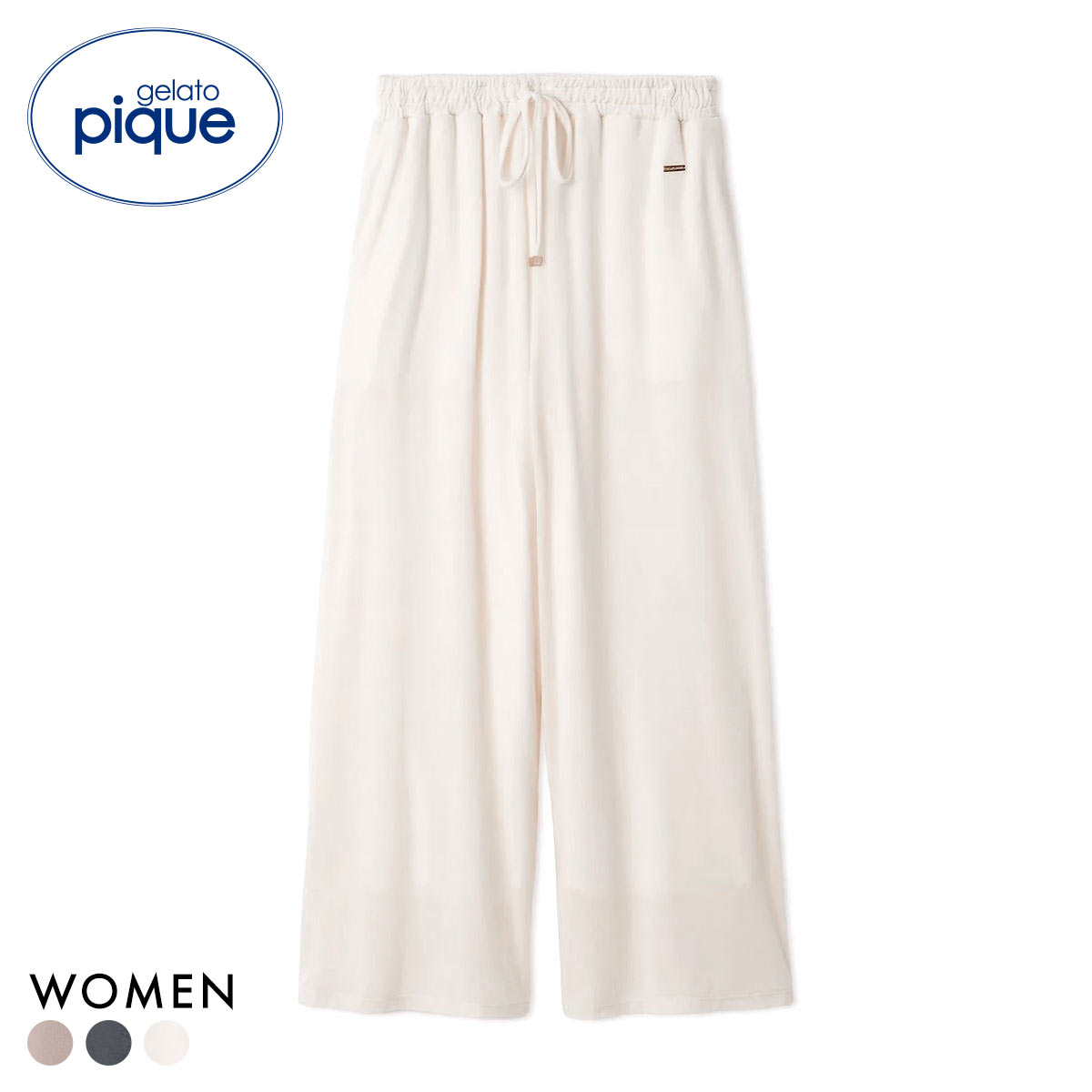 ジェラートピケ レディース ベロアロングパンツ ジェラピケ パジャマ ルームウェア gelato pique(IV-アイボリー-Free)