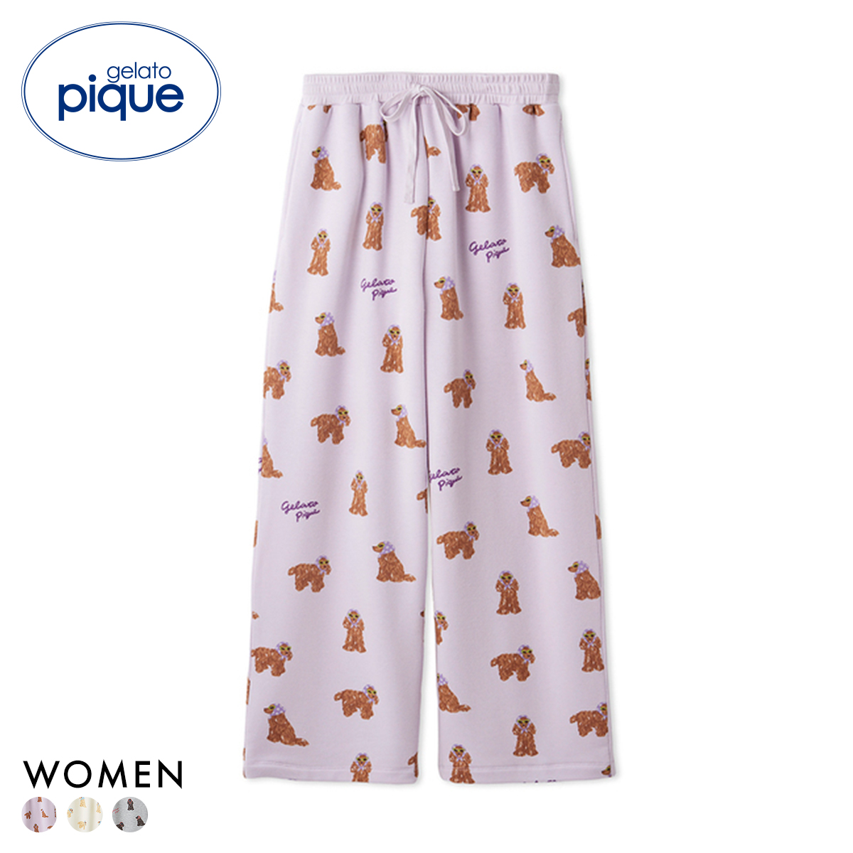 ジェラートピケ レディース スカーフDOG柄ロングパンツ ジェラピケ パジャマ ルームウェア gelato pique