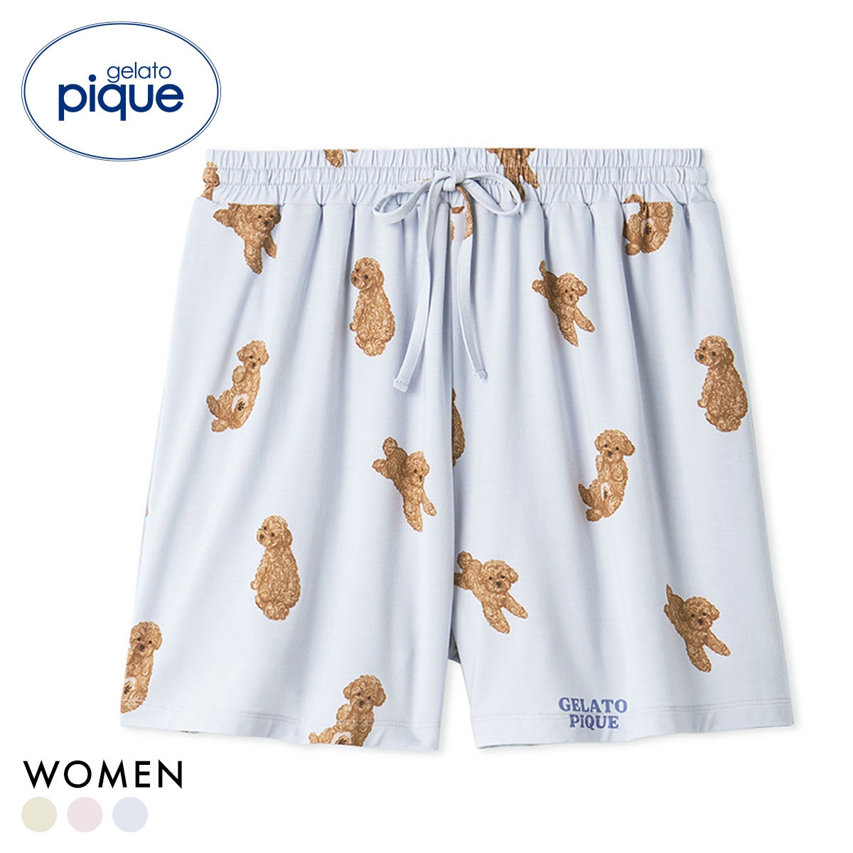 ジェラートピケ レディース ドッグ柄ショートパンツ ジェラピケ パジャマ ルームウェア gelato pique(BU-ブルー-Free)