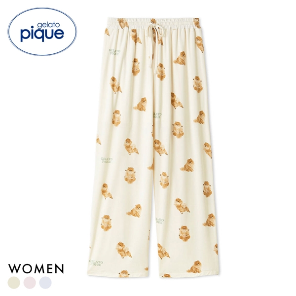 ジェラートピケ レディース ドッグ柄ロングパンツ ジェラピケ パジャマ ルームウェア gelato pique