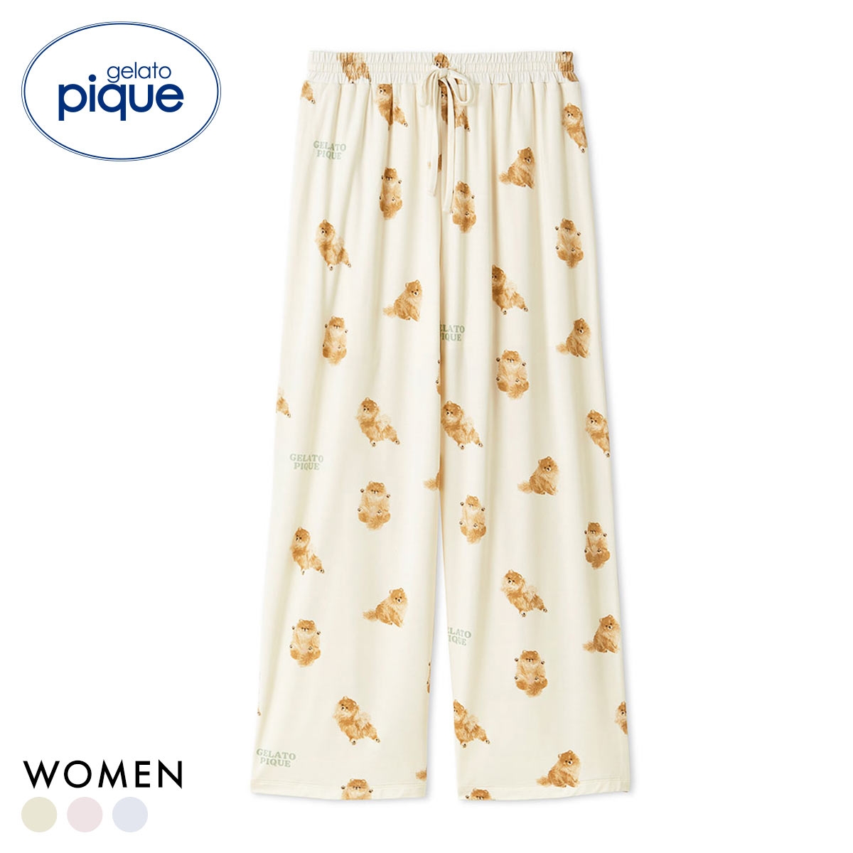 ジェラートピケ レディース ドッグ柄ロングパンツ ジェラピケ パジャマ ルームウェア gelato pique