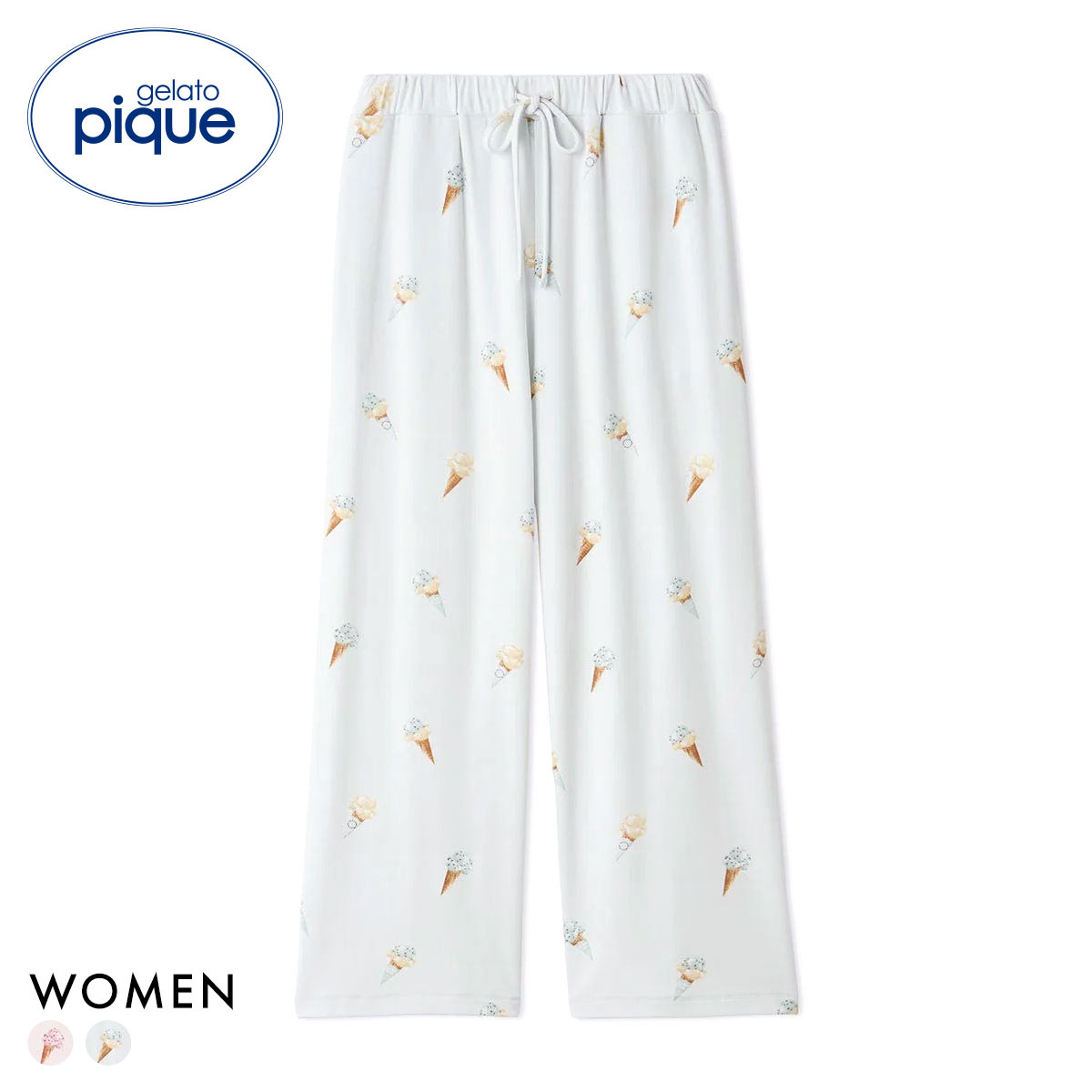 ジェラートピケ レディース アイス柄ロングパンツ ジェラピケ パジャマ ルームウェア gelato pique(MI-ミント-Free)