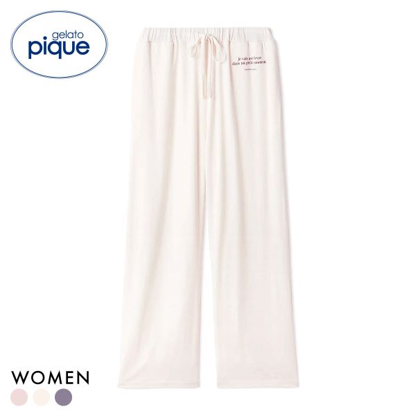ジェラートピケ レディース インレイロゴロングパンツ ジェラピケ パジャマ ルームウェア gelato pique