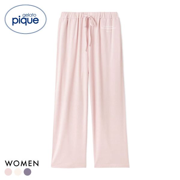 ジェラートピケ レディース インレイロゴロングパンツ ジェラピケ パジャマ ルームウェア gelato pique