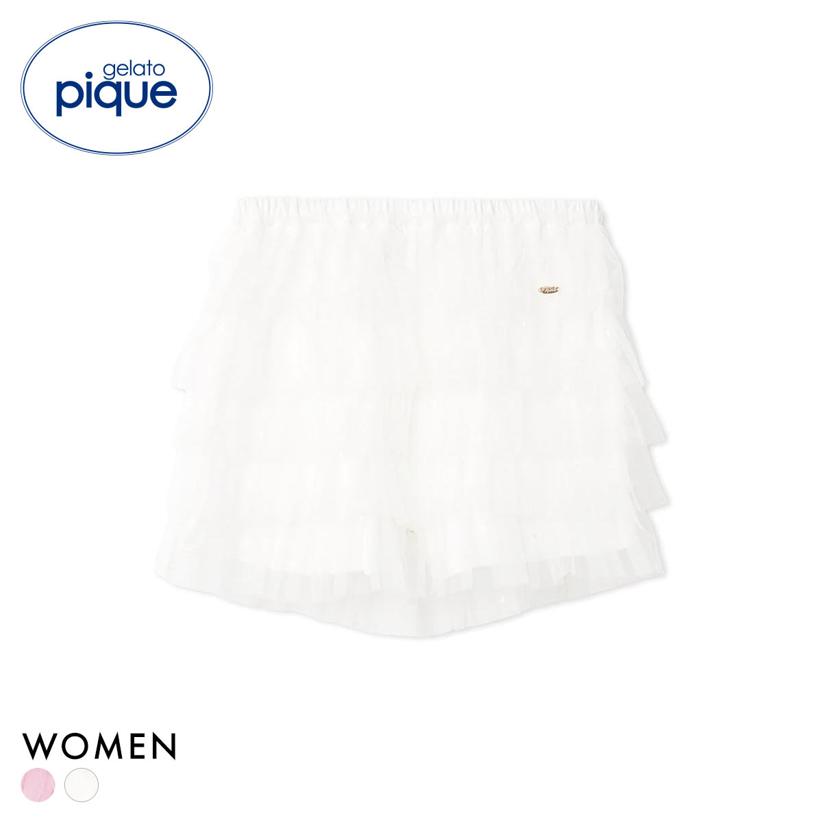 ジェラートピケ レディース ハート柄チュールショートパンツ ジェラピケ パジャマ ルームウェア gelato pique(OW-オフホワイト-Free)