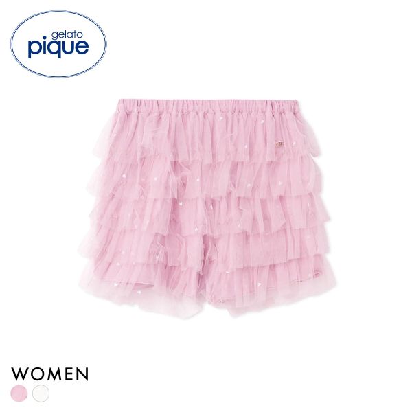 ジェラートピケ レディース ハート柄チュールショートパンツ ジェラピケ パジャマ ルームウェア gelato pique
