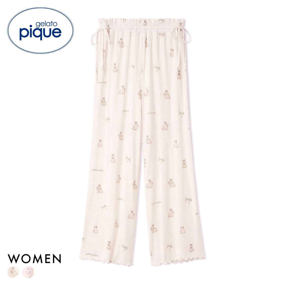 ジェラートピケ レディース ラビットラビット柄ロングパンツ ジェラピケ パジャマ ルームウェア gelato pique