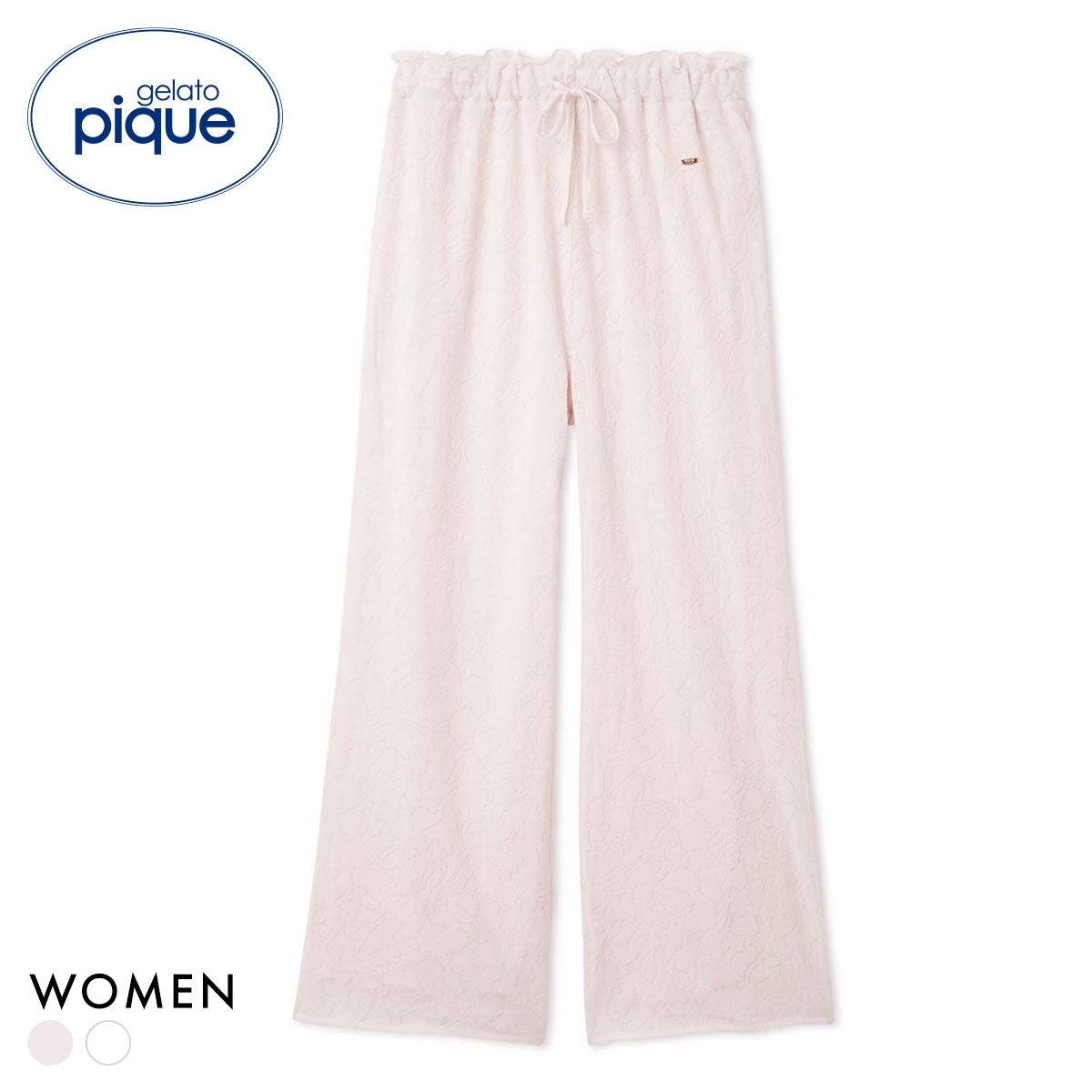ジェラートピケ レディース さくらレーシージャガードロングパンツ ジェラピケ パジャマ ルームウェア gelato pique(PI-ピンク-Free)