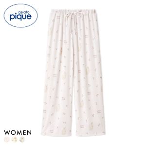 ジェラートピケ レディース フラワーキャット柄ロングパンツ ジェラピケ パジャマ ルームウェア gelato pique 猫の日