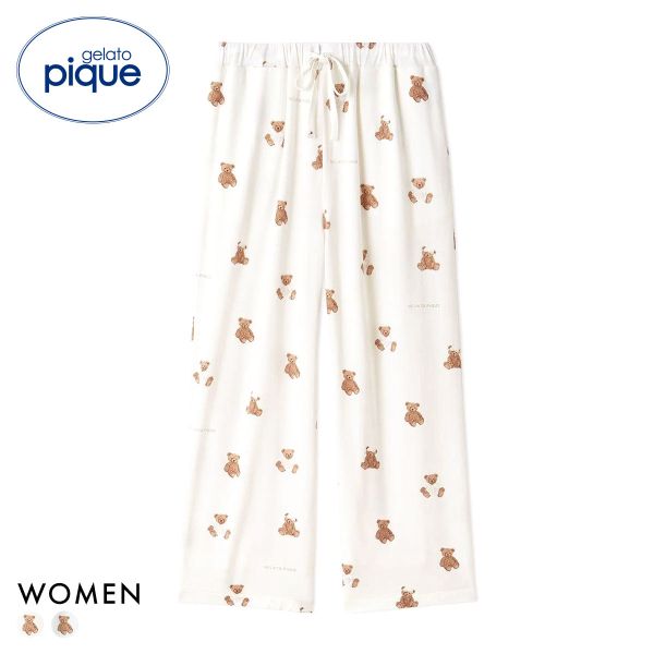 ジェラートピケ レディース 抗菌防臭バスローブベア柄ロングパンツ ジェラピケ パジャマ ルームウェア gelato pique