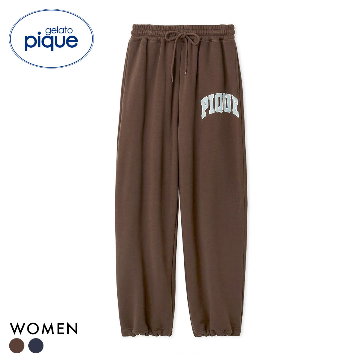 ジェラートピケ レディース カレッジロゴ裏毛毛ロングパンツ ジェラピケ ルームウェア ジェラピケ gelato pique(BR-ブラウン-Free)