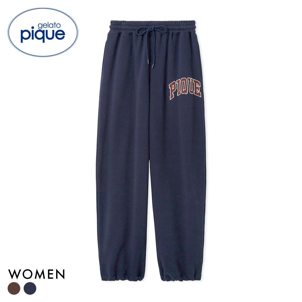 ジェラートピケ レディース カレッジロゴ裏毛毛ロングパンツ ジェラピケ ルームウェア ジェラピケ gelato pique(NV-ネイビー-Free)