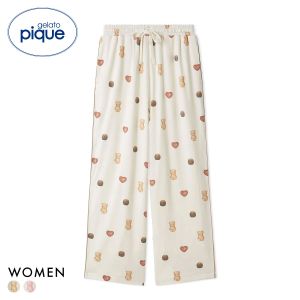 ジェラートピケ レディース Valentine 総柄ロングパンツ ジェラピケ パジャマ ルームウェア gelato pique バレンタイン