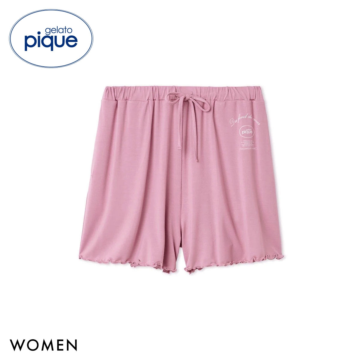 ジェラートピケ レディース レーヨンロゴメローショートパンツ ジェラピケ パジャマ ルームウェア gelato pique(PI-ピンク-Free)