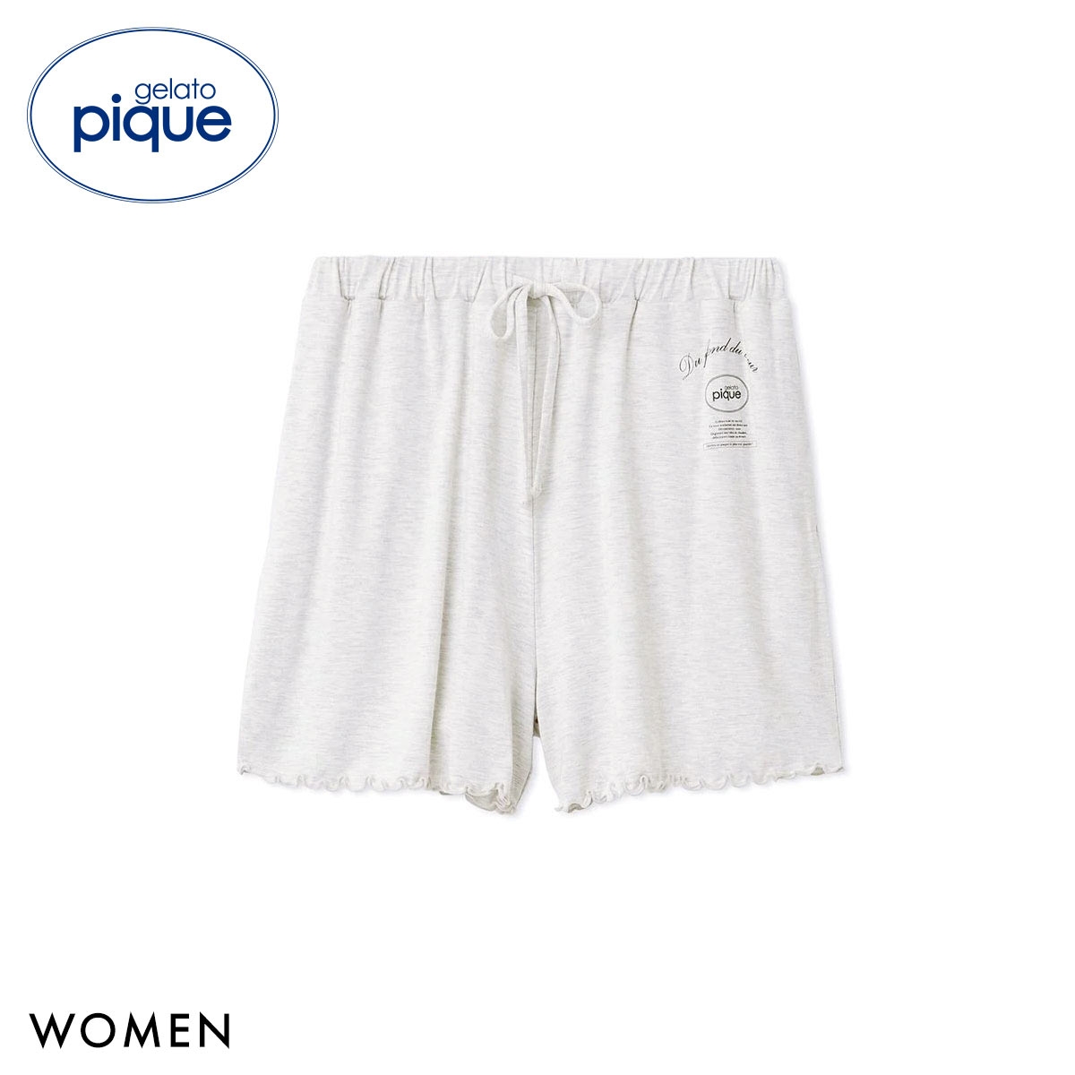 ジェラートピケ レディース レーヨンロゴメローショートパンツ ジェラピケ パジャマ ルームウェア gelato pique(LGY-薄グレー-Free)
