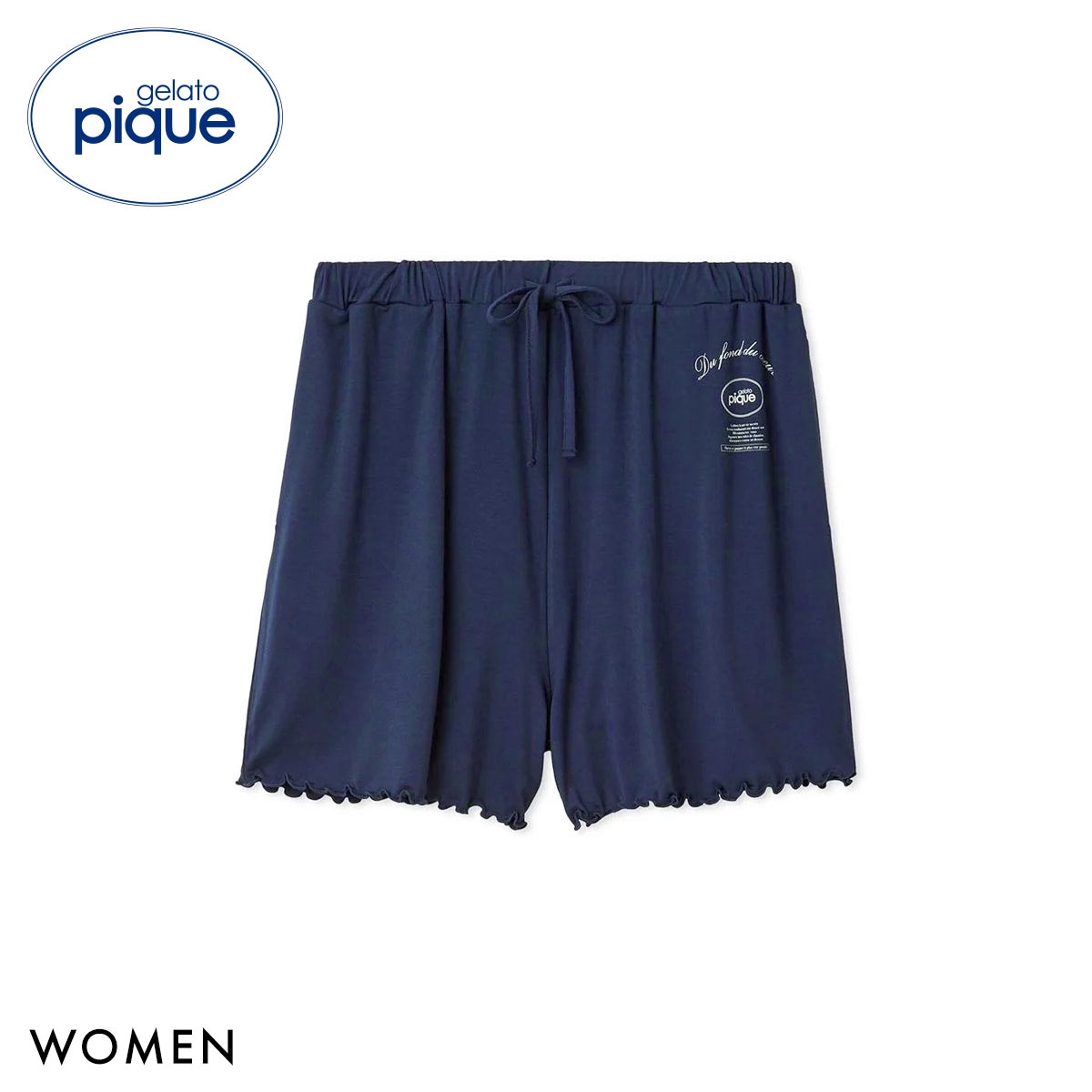 ジェラートピケ レディース レーヨンロゴメローショートパンツ ジェラピケ パジャマ ルームウェア gelato pique(NV-ネイビー-Free)