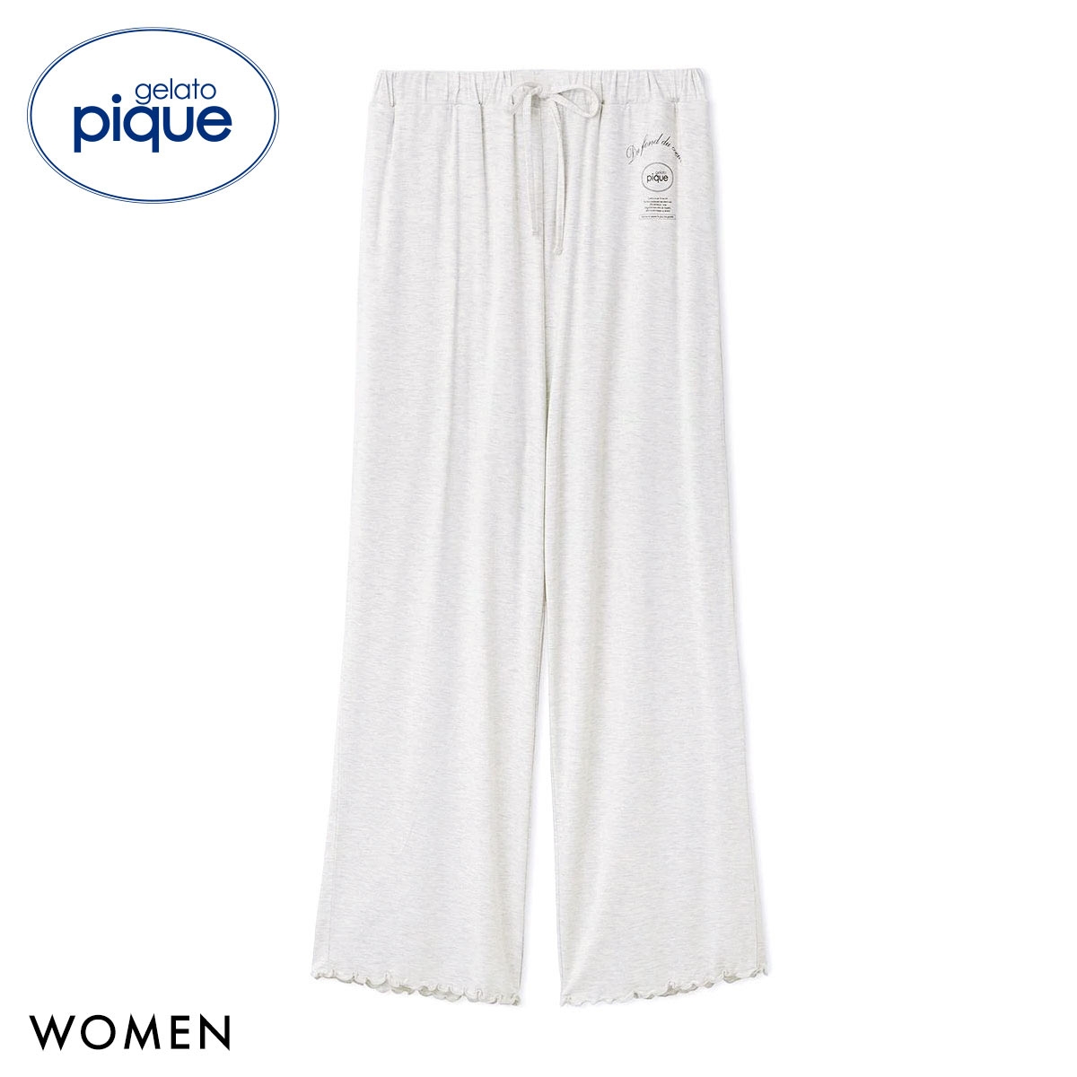 ジェラートピケ レディース レーヨンロゴメローロングパンツ ジェラピケ パジャマ ルームウェア gelato pique(LGY-薄グレー-Free)