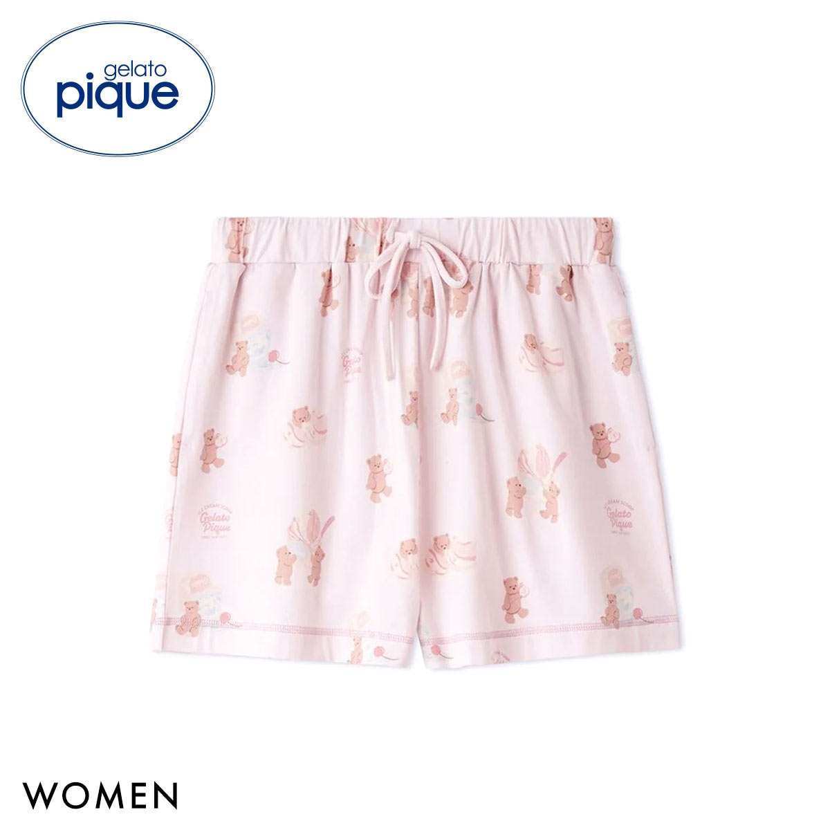 ジェラートピケ レディース アイスクリームベア柄ショートパンツ ジェラピケ パジャマ ルームウェア gelato pique(PI-ピンク-Free)